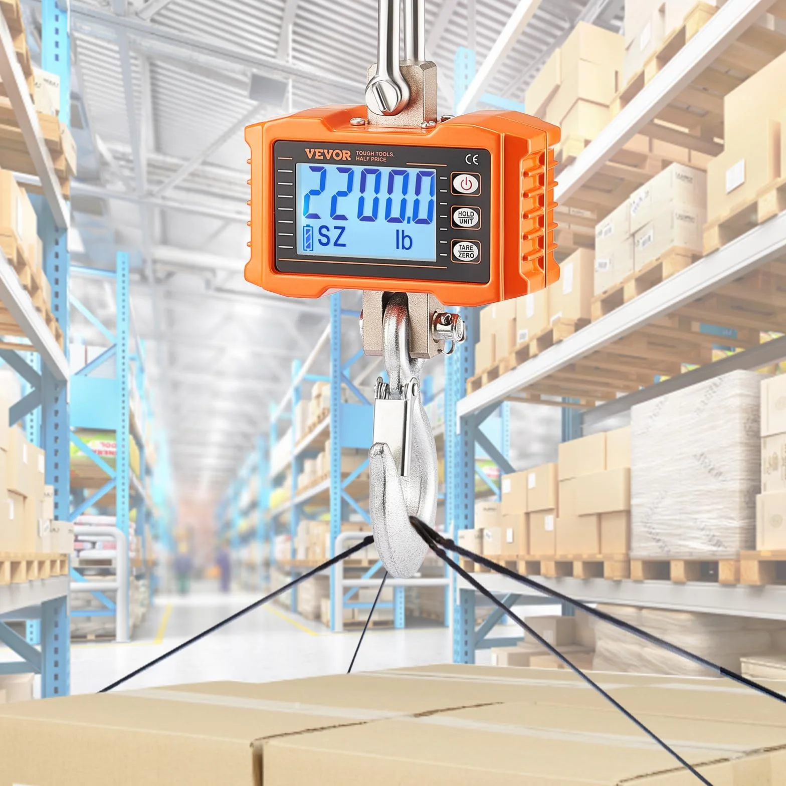 VEVOR Bilancia per Gru Digitale 1000 kg Industriale Sospesa Telecomando Cassa Alluminio Pressofuso Schermo LCD