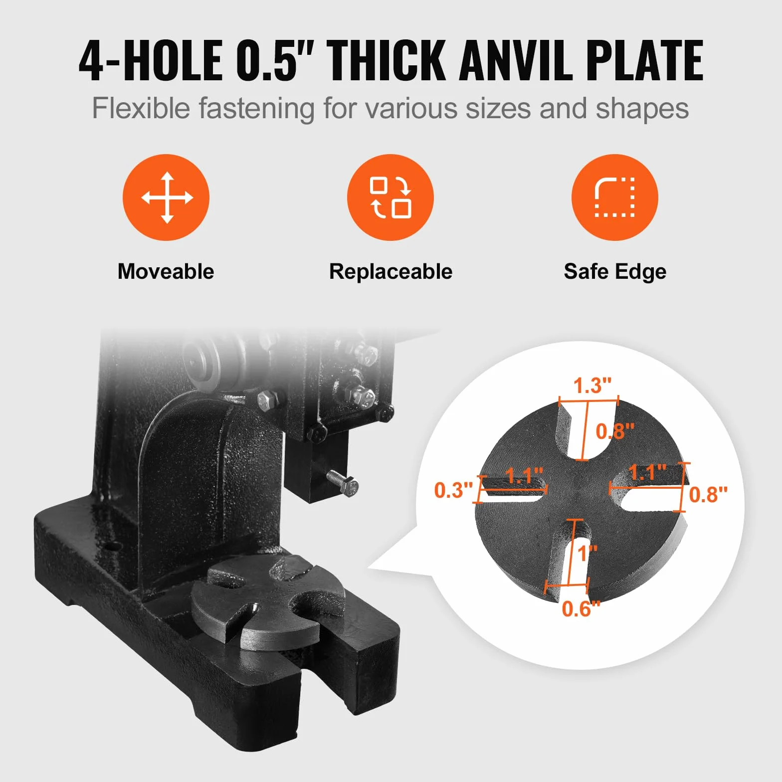 VEVOR Pressa a Perno Manuale 0,5t, Altezza Max 4,6", Ghisa, da Tavolo