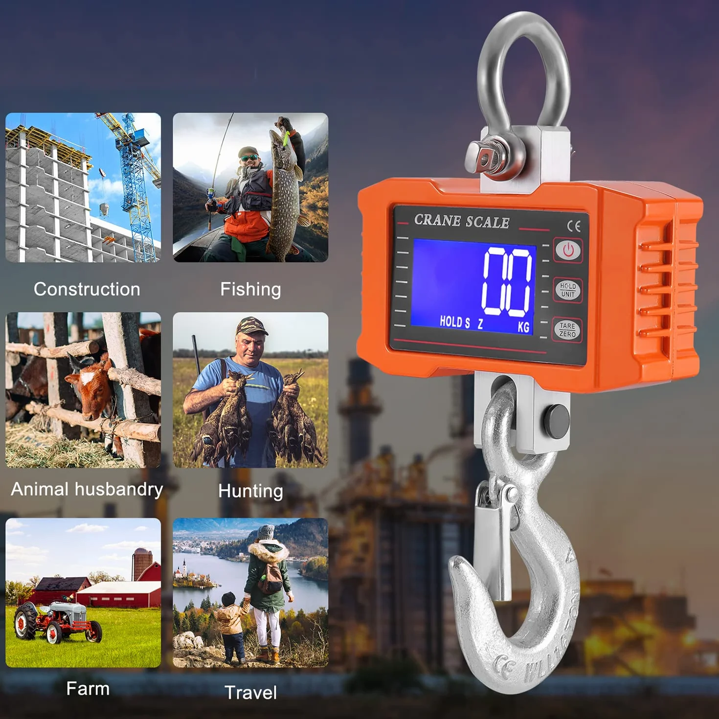 Bilancia sospesa digitale industriale per gru 1000kg 2200 lbs con telecomando e display LCD