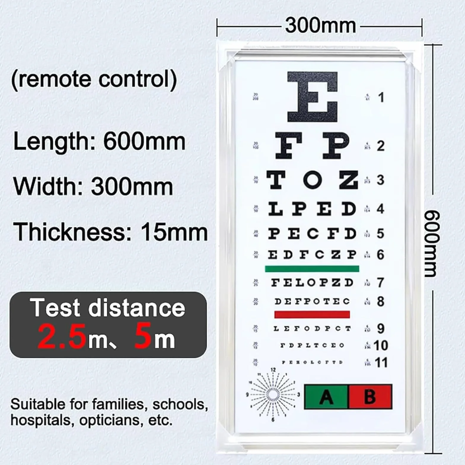 Tavolo Luminoso a LED per Test della Vista con optometria, Telecomando, 3 Punti di rilevamento, Illuminazione Uniforme