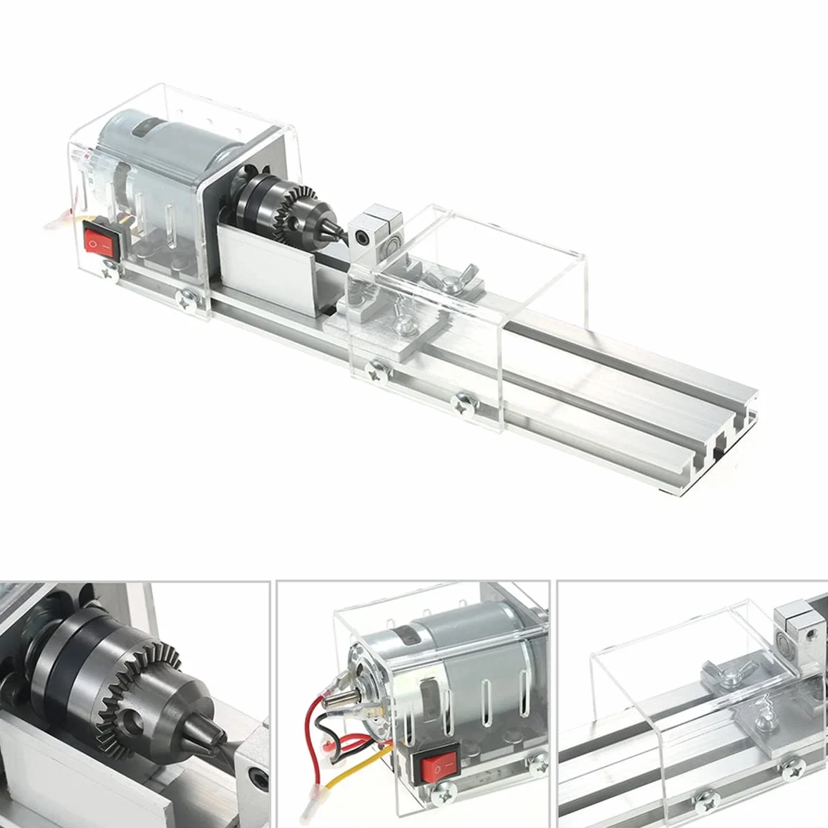 Prakti Mini tornio fai da te per la lavorazione del legno, fresatrice per levigatura, perline per lucidatura, set di utensili rotanti, spina europea