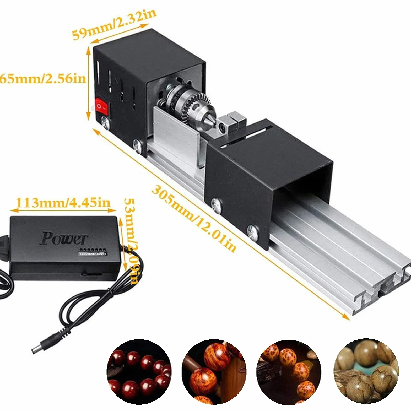 200W Mini Tornio Per Legno, Mini Tornio Per Metallo Mini Fai-Da-Te Tornio Per Legno Rettifica Lucidatura Utensile Per Trapano Mini Tornio A Velocità Variabile Tornio Parallelo (EU Plug)