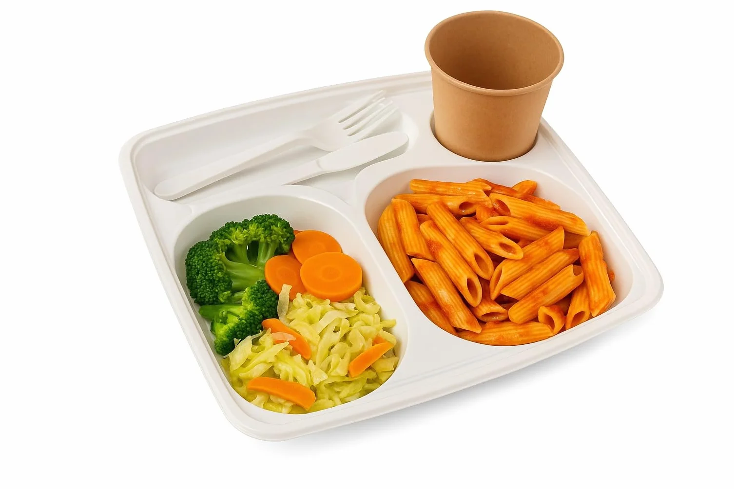 Vassoi Monoporzione 4 Scomparti Plastica Rigida 33x27cm Riutilizzabili