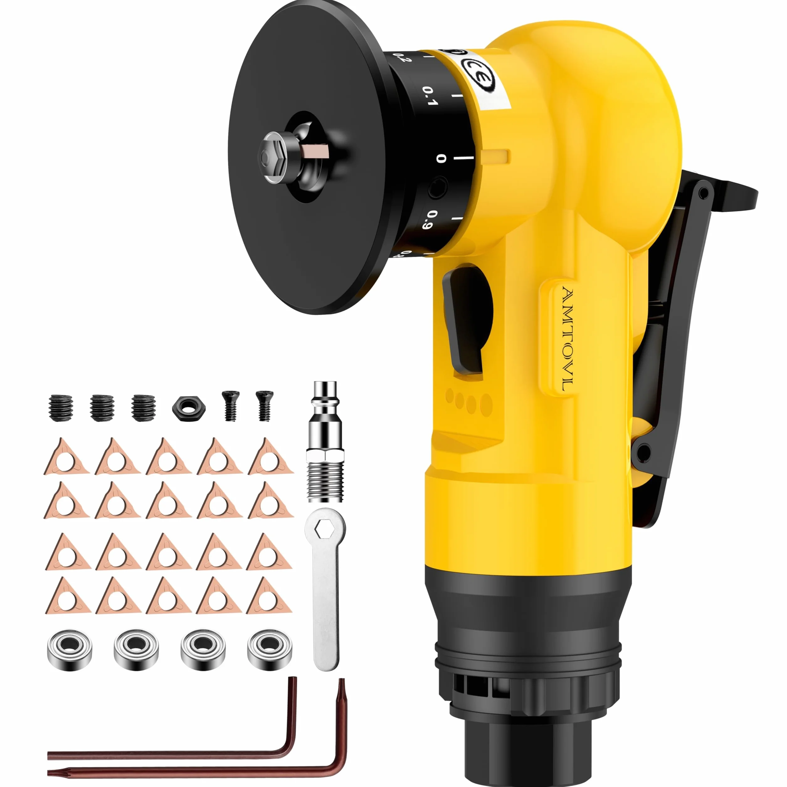 AMTOVL Macchina per Smussatura Pneumatica Manuale 30000 rpm 4 Velocità Regolabili Kit Sbavatura ad Angolo