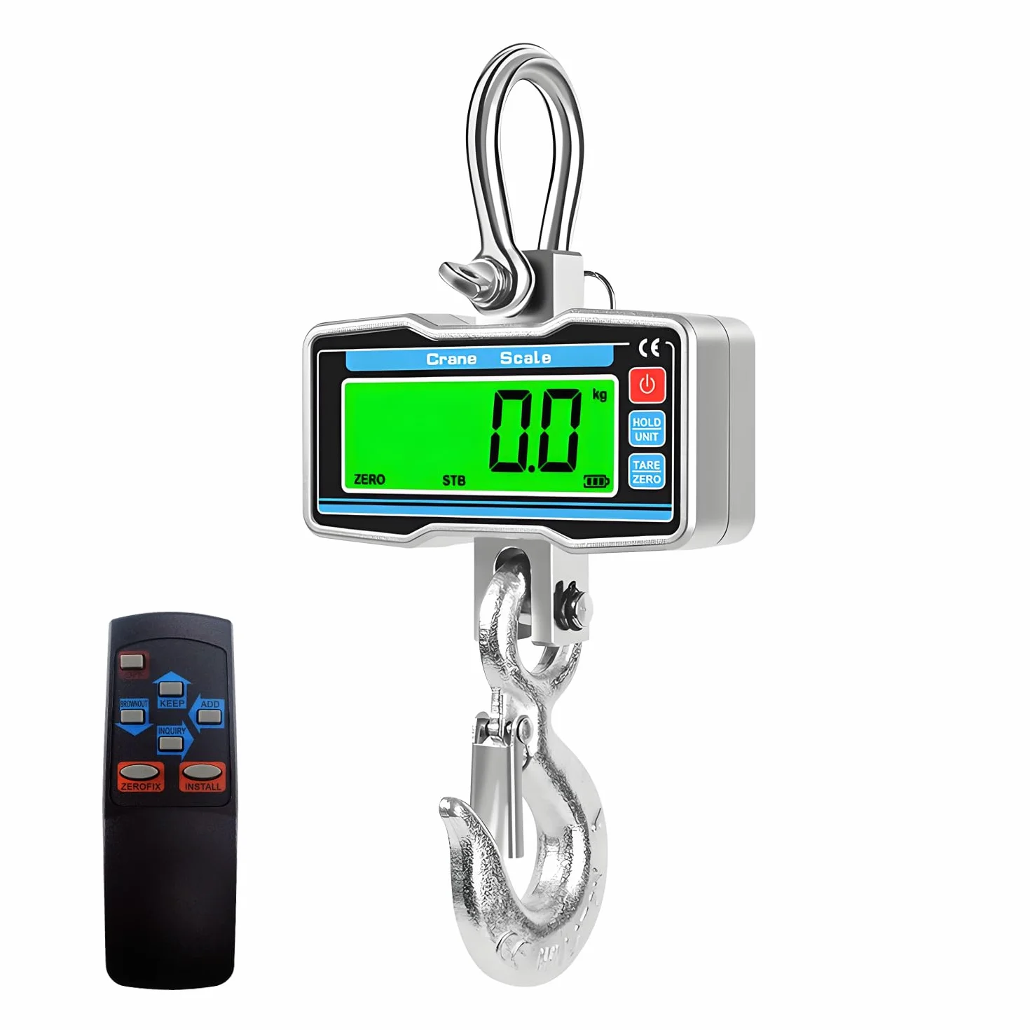 Bilancia a Gru Digitale Industriale 2000 kg con Telecomando, Display LED, Lega di Alluminio, Gancio Acciaio, Precisione 0,5 kg