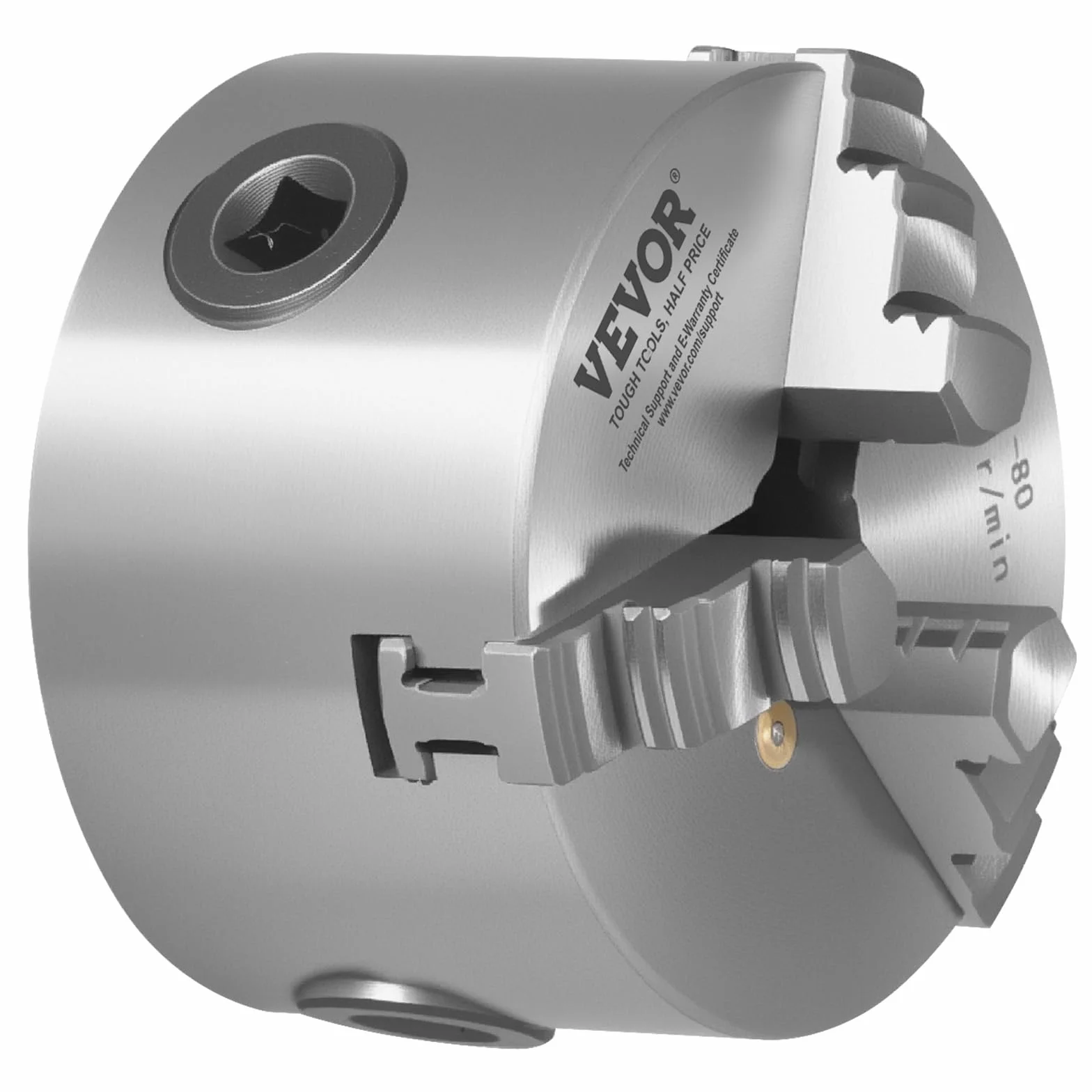 VEVOR Set di Mandrino per Tornio a 3 Griffe Diametro da 80 mm, Mandrino Autocentrante Materiale Principale HT300 Intervallo di Serraggio tra 2-63 mm con Viti di Fissaggio per Tornio per Legno Metallo