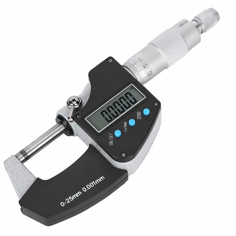 Micrometro Digitale 0-25 mm 0,001 mm Precisione Cifre Esterne Pollici Metrico Imperiale