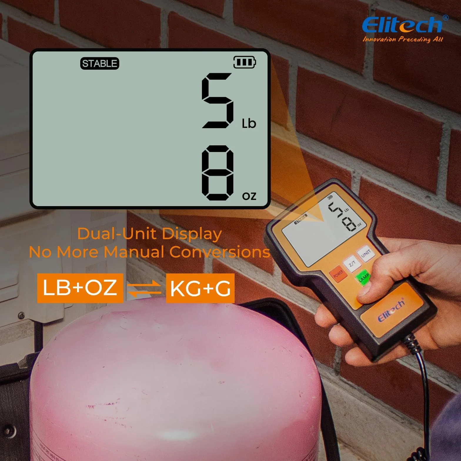 Elitech LMC-100A+ Bilancia per Refrigerante 100kg Elettronica Carica Freon KG LB OZ HVAC