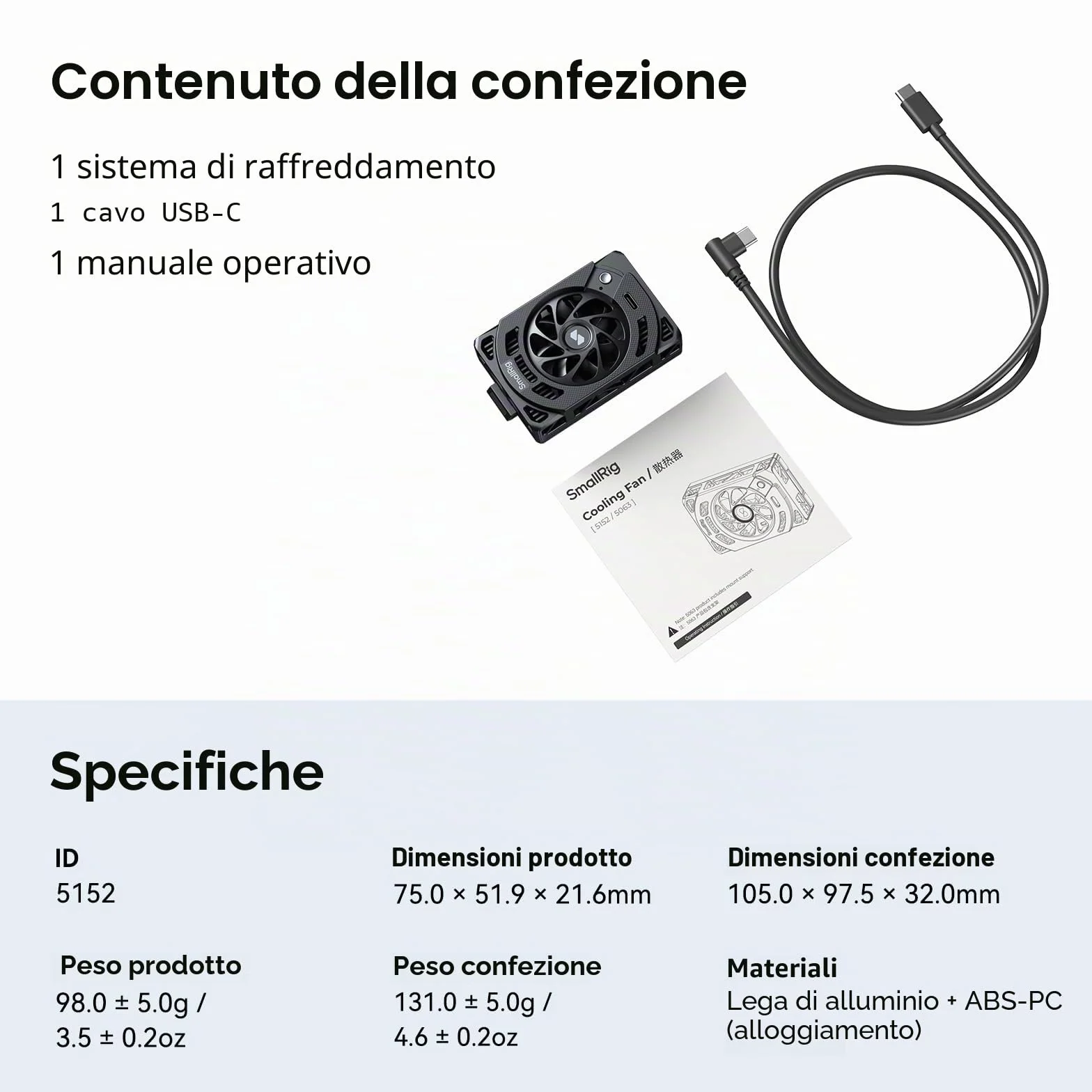 SMALLRIG Ventola di Raffreddamento TEC per Fotocamera Mirrorless Sony Sistema di raffreddamento esterno per Sony ZV-E1/ZV-E10 II/ZV-E10/A7 IV/A7C/A7C II/A6700/FX3/FX30-5152