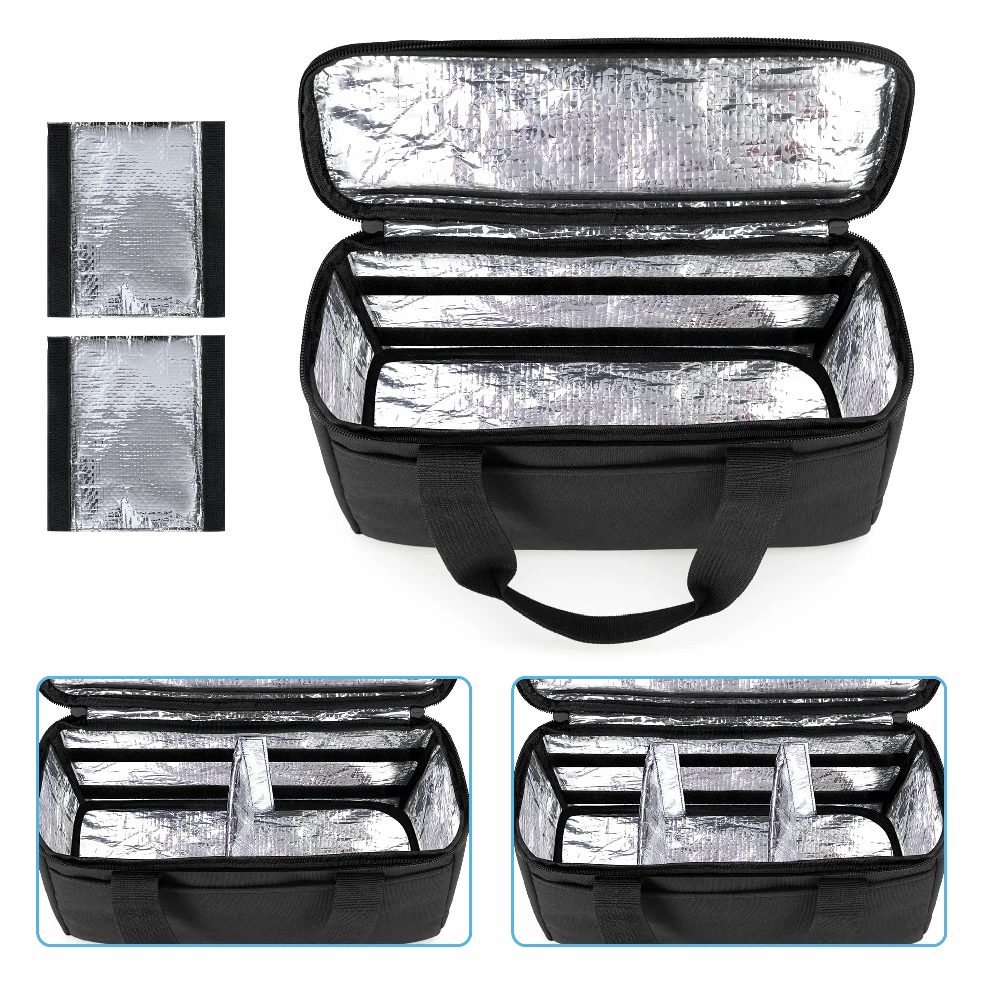 Trunab Piccola Borsa Medica Isolata con Divisori Regolabili, Borsa Termica Resistente all'Acqua per la Conservazione di Medicinali da Viaggio per Casa, Viaggi, Campeggio (Nero) - Design Brevettato