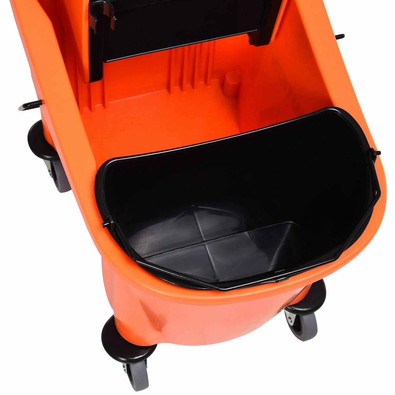 HOMCOM Secchio per Mocio Professionale 36L, Carrello Lavapavimenti con Strizzatore Manuale e 2 Secchi, Arancione e Nero