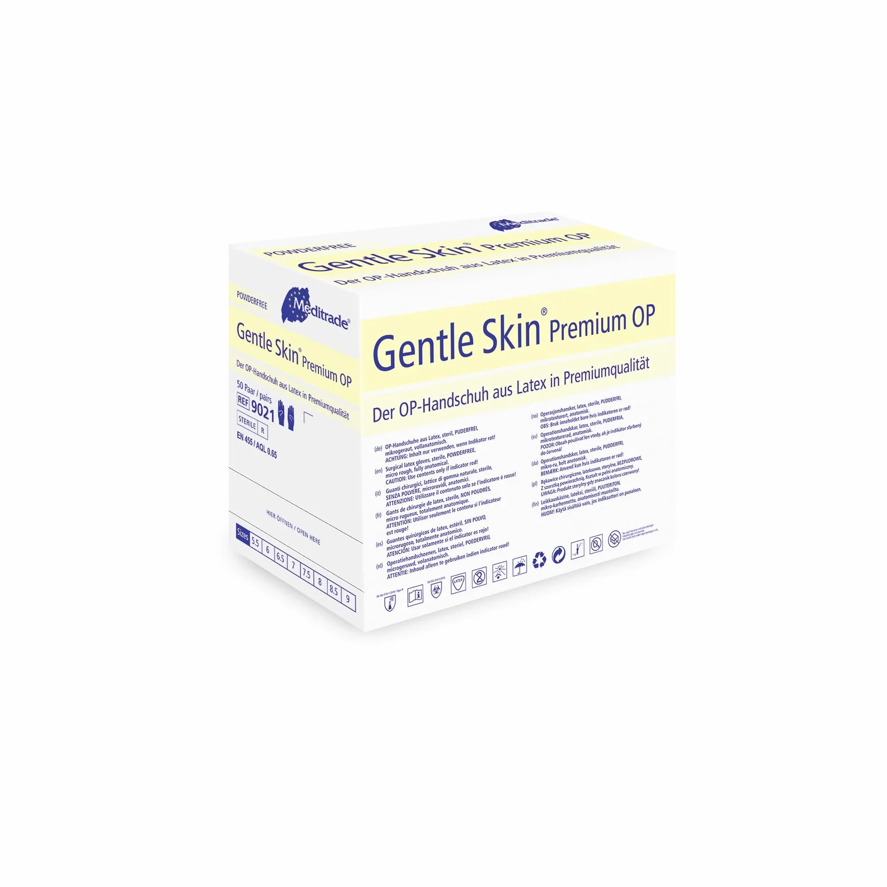 Meditrade Gentle Skin Premium OP Guanti in lattice sterili in polvere misura 6,5 pacco da 50