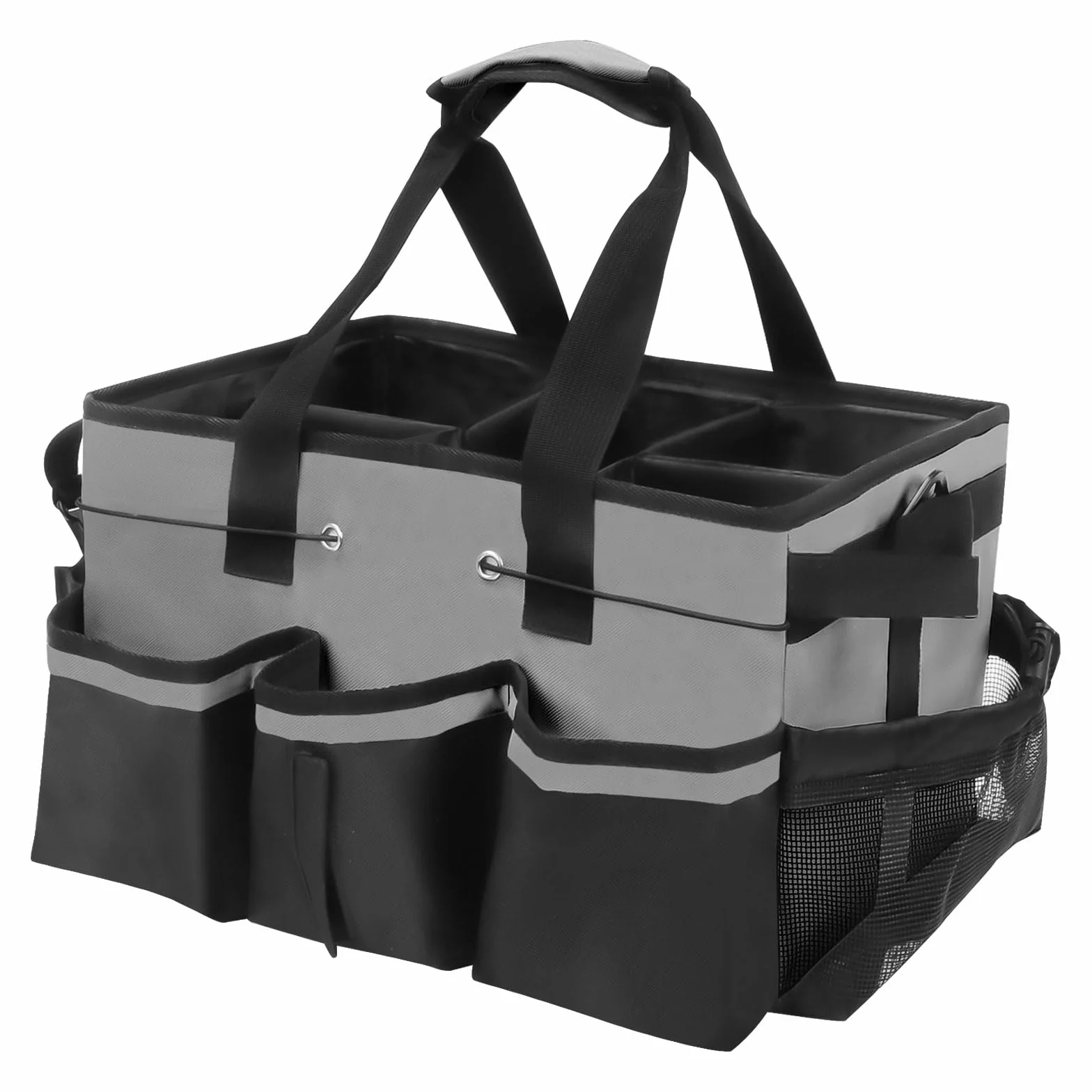 Borsa Portaoggetti per Attrezzi da Giardinaggio con Manico e 5 Divisori, Contenitore Organizer per Pulizia