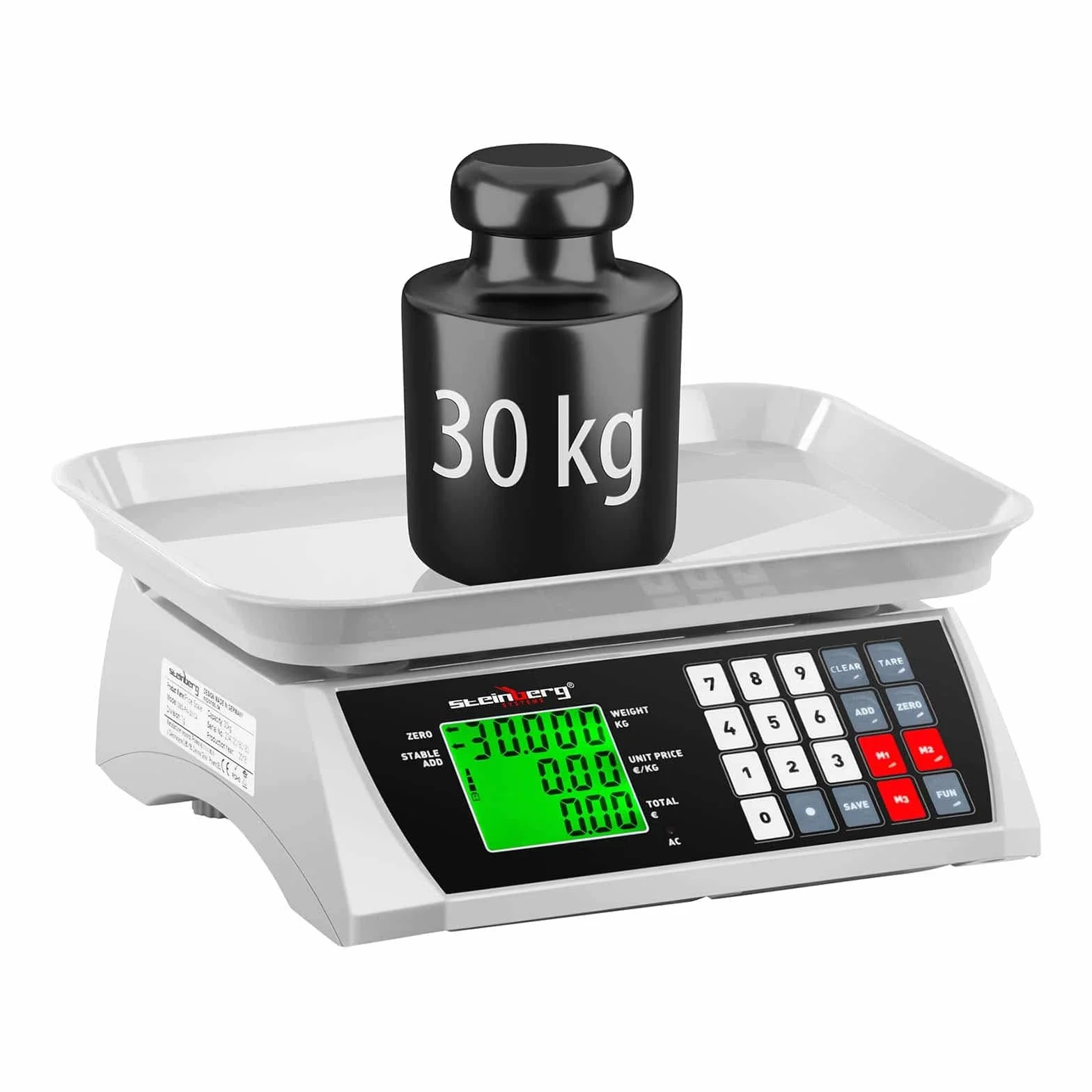 Steinberg Bilancia da Banco di Controllo Professionale SBS-PW-301CA 30 kg 1 g Schermo LCD