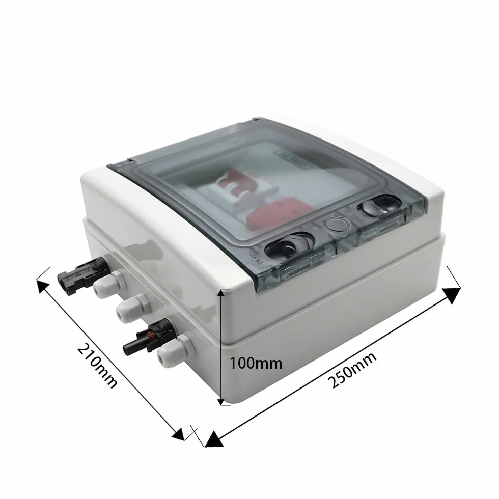 Quadro Elettrico Esterno,Consumer Unit Scatola combinatrice solare fotovoltaica fotovoltaica da 500 V 1 ingresso 1 uscita con protezione contro i fulmini Fusibile CC MCB SPD Scatola impermeabile(DC MC