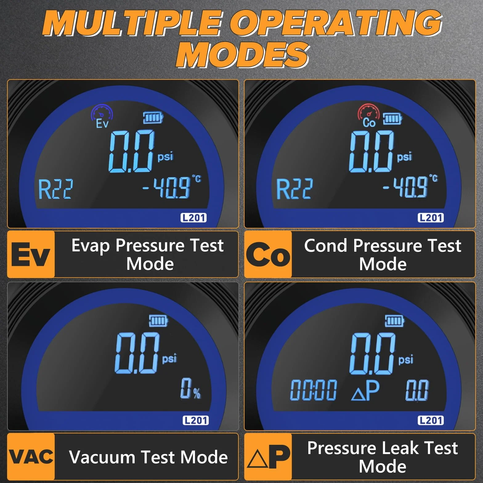 Misuratore digitale refrigerante 3 in 1 test sottovuoto pressione R32 R134A R1234yf manometro precisione ±0,5% FS