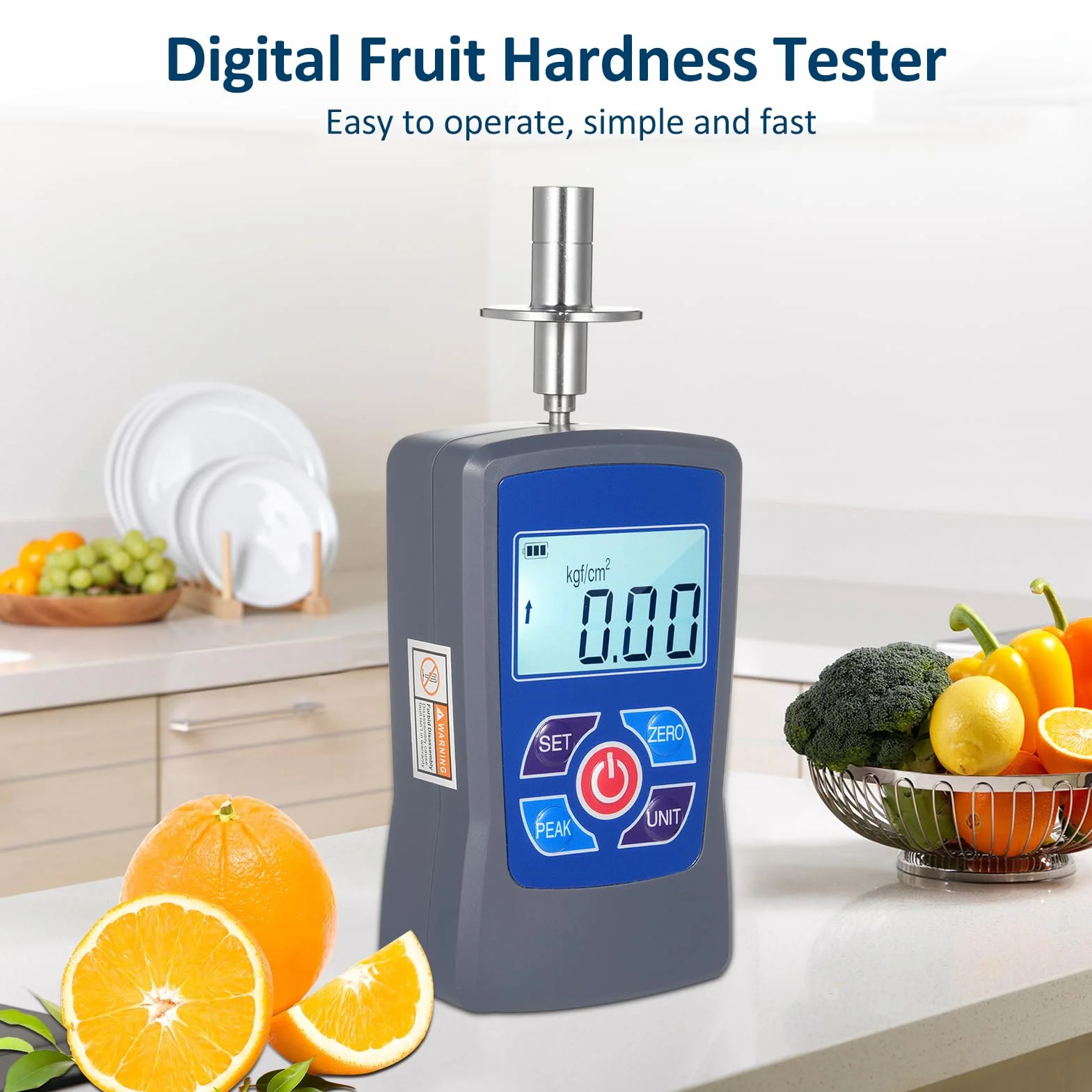 Wakects Tester Digitale di Durezza della Frutta Gy-M30, Mini Durometro con Retroilluminazione e Allarme Cicalino