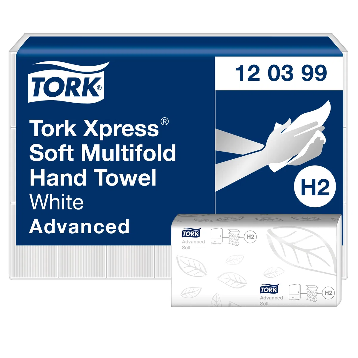 Tork Xpress Asciugamani Multifold Grandi Bianco H2, Avanzato, 2 veli, Assorbente, 21 x 136 Fogli, 120399