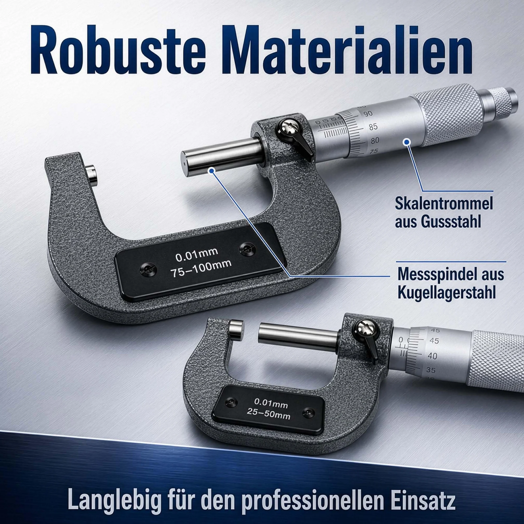 Mikrometr zewnętrzny 0-100 mm, zestaw 4 szt.