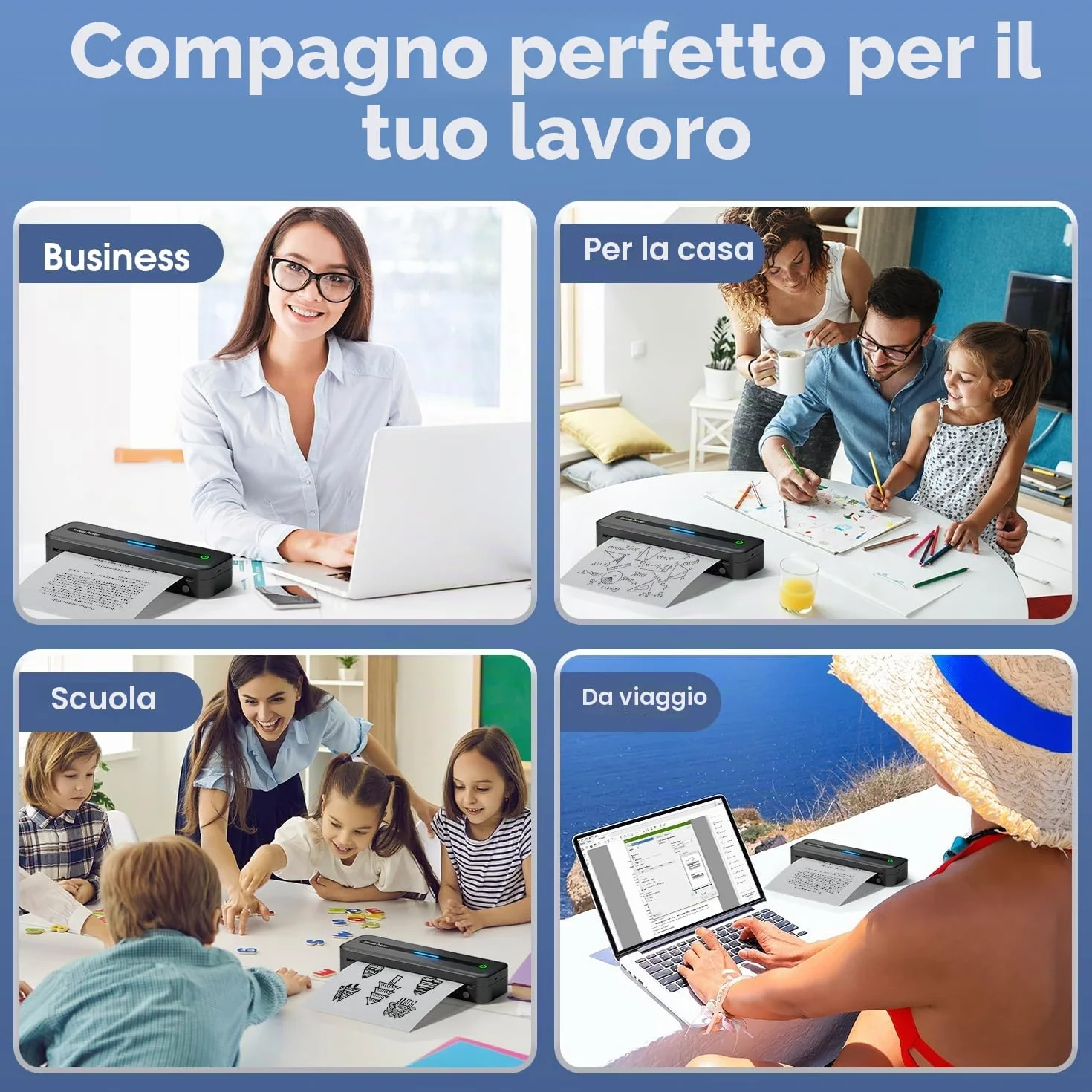 Stampante Portatile A4 M832 Bluetooth Termica Wireless per iPad Android iOS