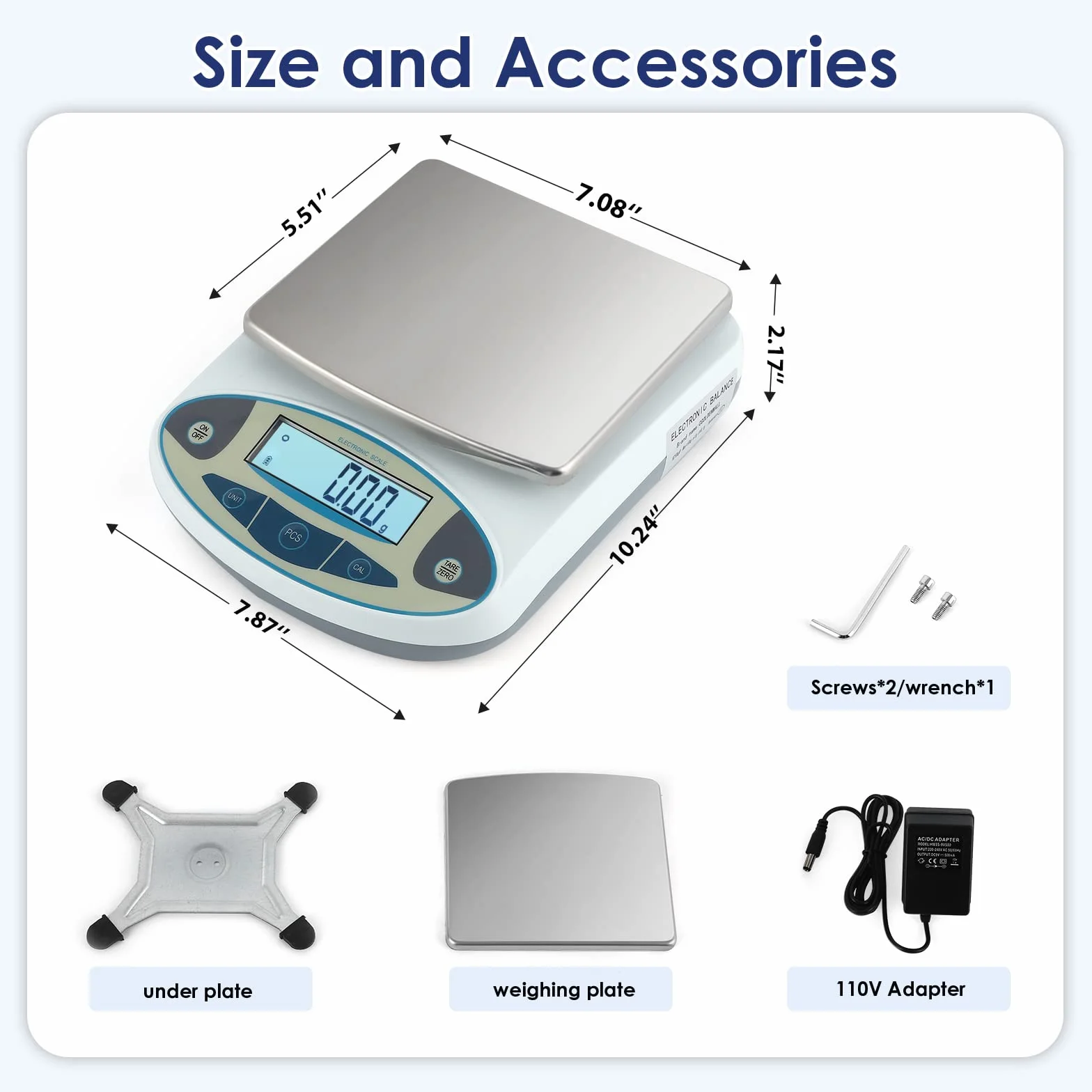 CGOLDENWALL Bilancia di Precisione 5000g 0.01g Display LCD Analitica Elettronica di Laboratorio Calibrato Alimentazione AC/DC