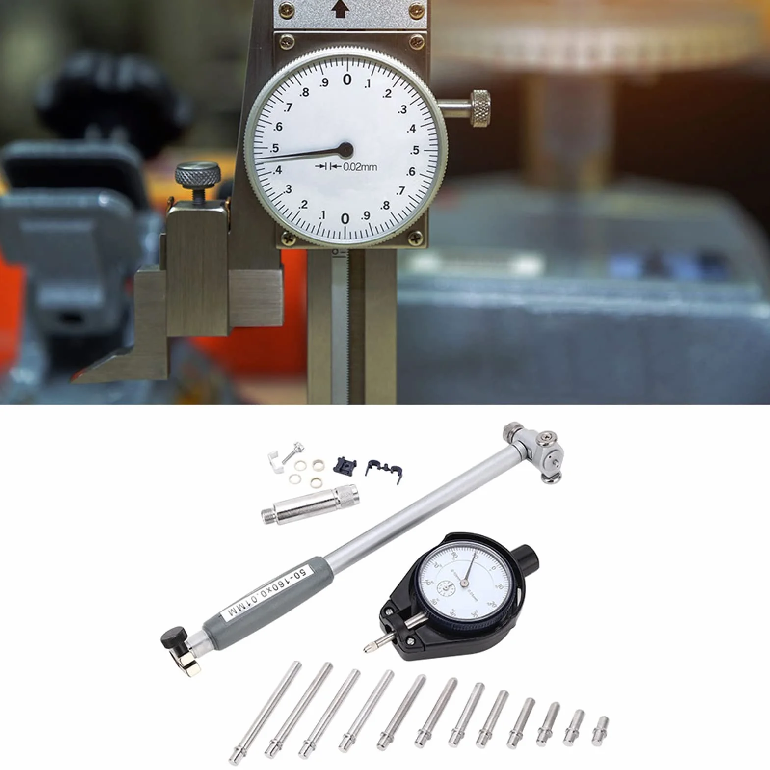 Calibro Cilindrico in Lega di Alluminio 50-160 mm Ad Alta Precisione per Uso Industriale Nero