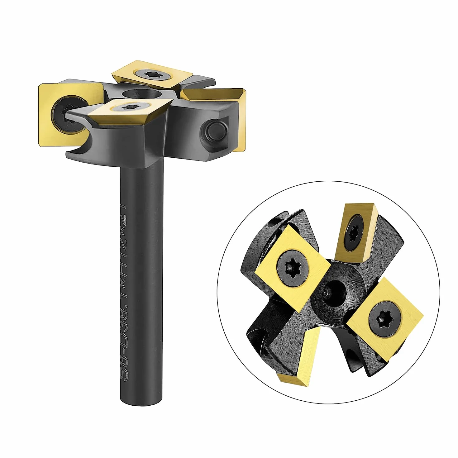 SpeTool Fresa per Spianare Fresa per Legno Gambo 8mm CNC con 2+2 Inserti in Carburo di Tungsteno a Spianare Fresatrice Verticale Legno Diametro di Taglio 38,1mm Rivestimento ATS