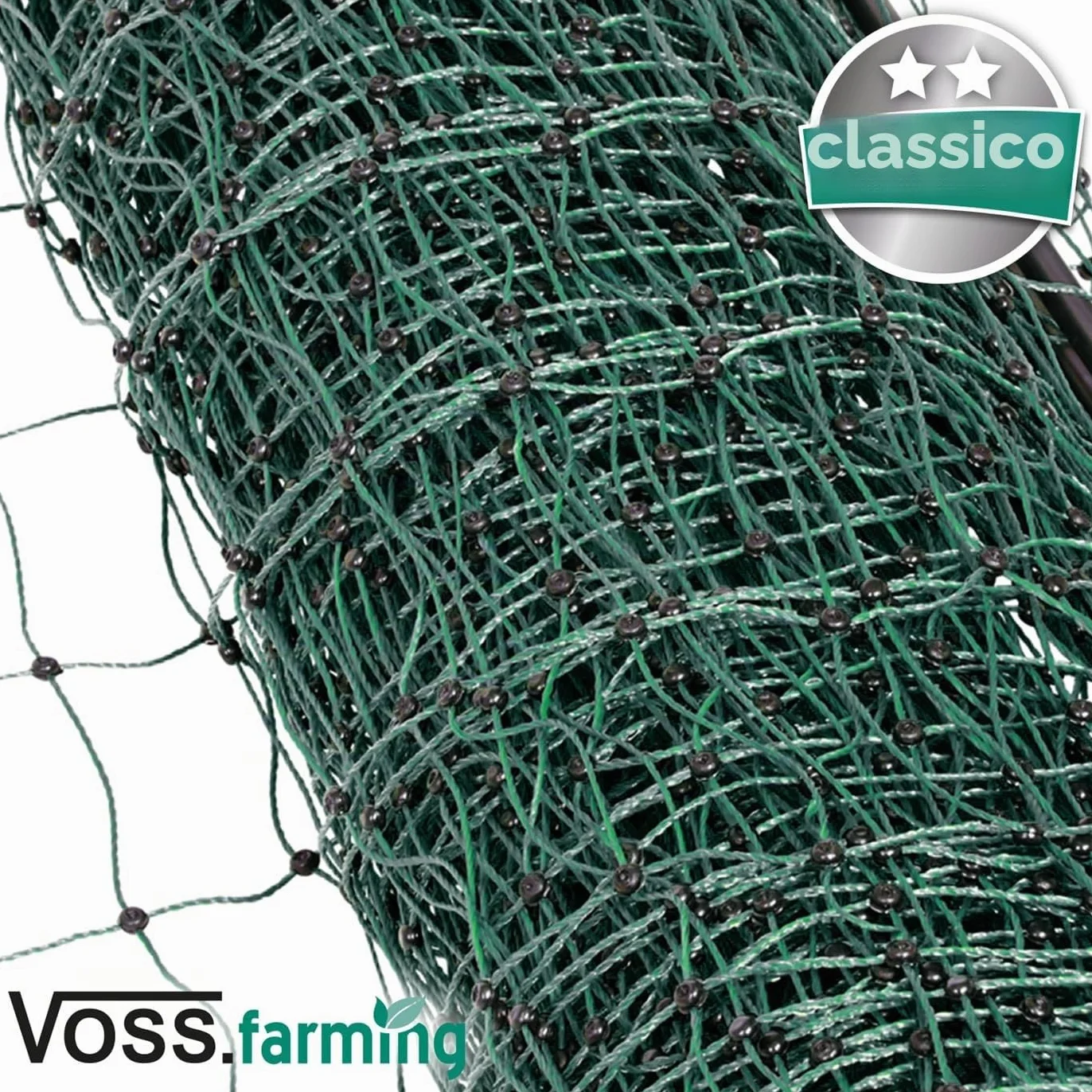 VOSS.farming Rete pollame Classic per recinzioni elettrificabili, 112 cm di Altezza e 25 m di Lunghezza, a Punta Doppia, Dotata di 9 Pali, Colore Verde