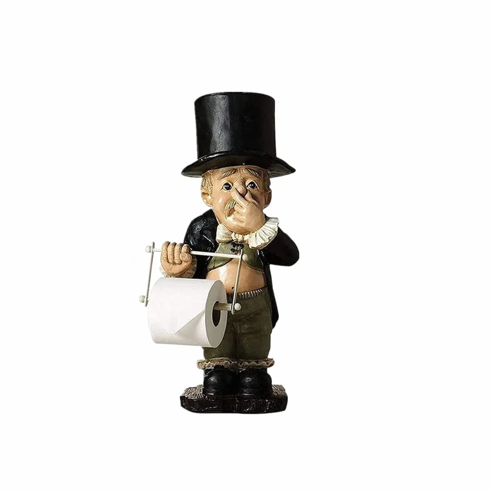 Portarotolo di Carta igienica Statua Bagno Decorazione Dispenser Asciugamani