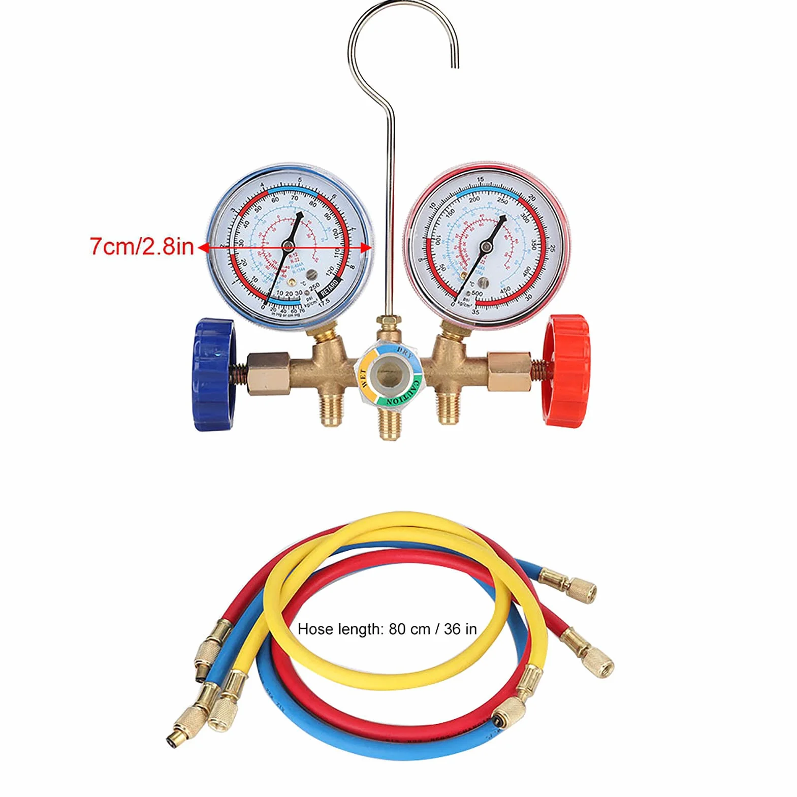 OUKENS Set di misuratori collettori diagnostici CA refrigerante con Kit Tubo e Gancio