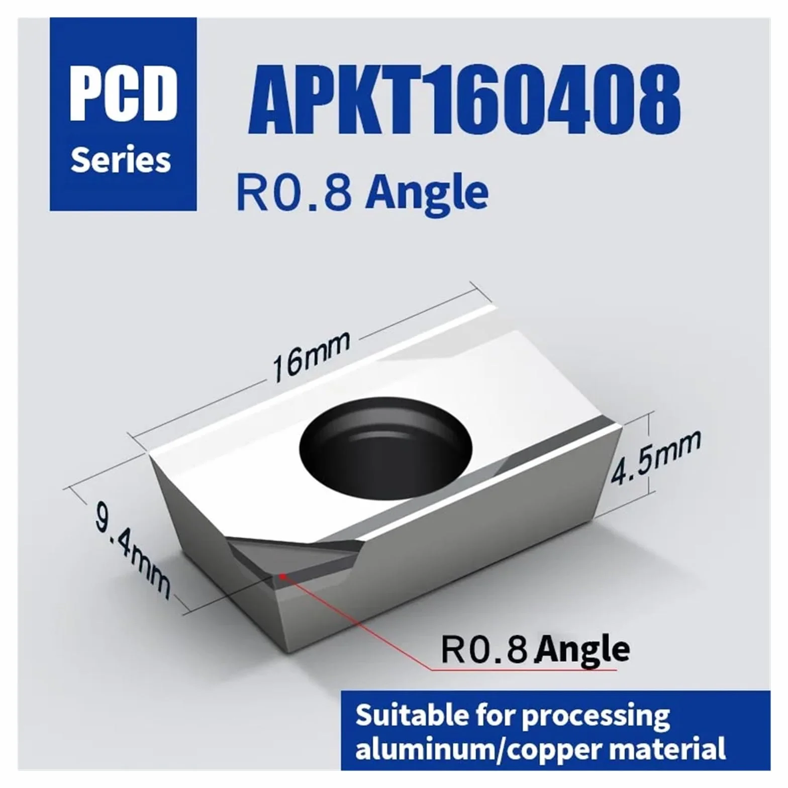 Inserti da taglio APKT1604 PCD 10PCS per fresa in lega di alluminio CNC