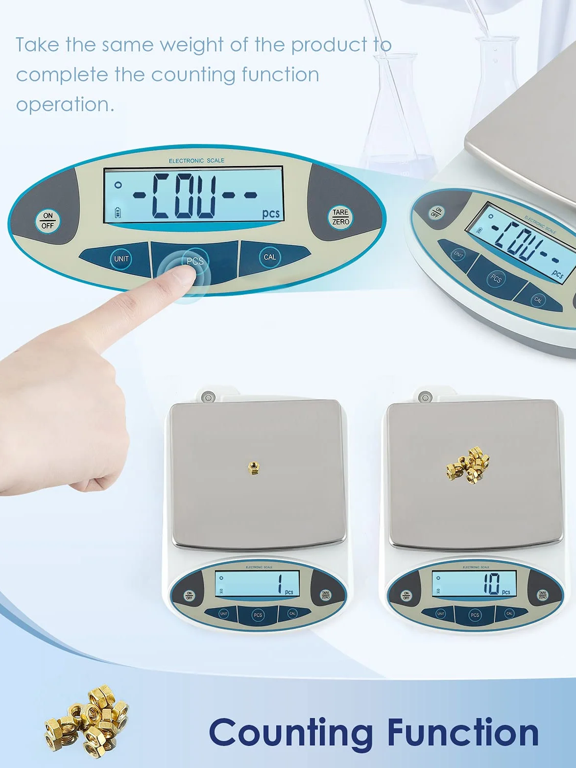Bilancia da Laboratorio di Precisione 5kgx0.1g Digitale Elettronica CGOLDENWALL g/ct/oz/ozt/lb/dwt/%/tol