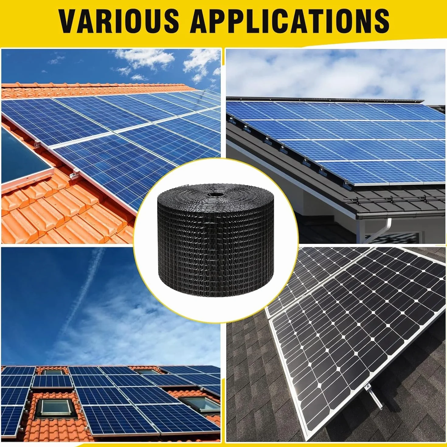 Griglia di Protezione per Pannello Solare in Rotolo,30 m x 20 cm,Acciaio Inox Rivestimento in PVC,per Esterni
