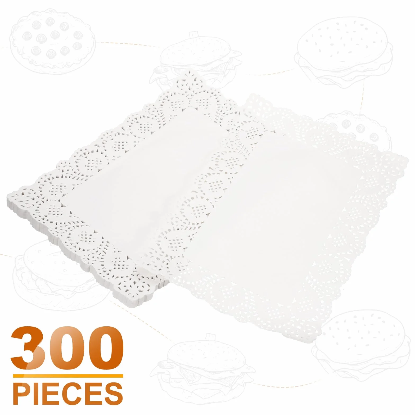 QUARKZMAN 300 pz Pizzi di Carta 15.8 x 11.8 Pollici Bianchi Rettangolari Sottopiatto Decorativi Usa e Getta Fiori Traforati Carta Assorbente per Torte Dessert