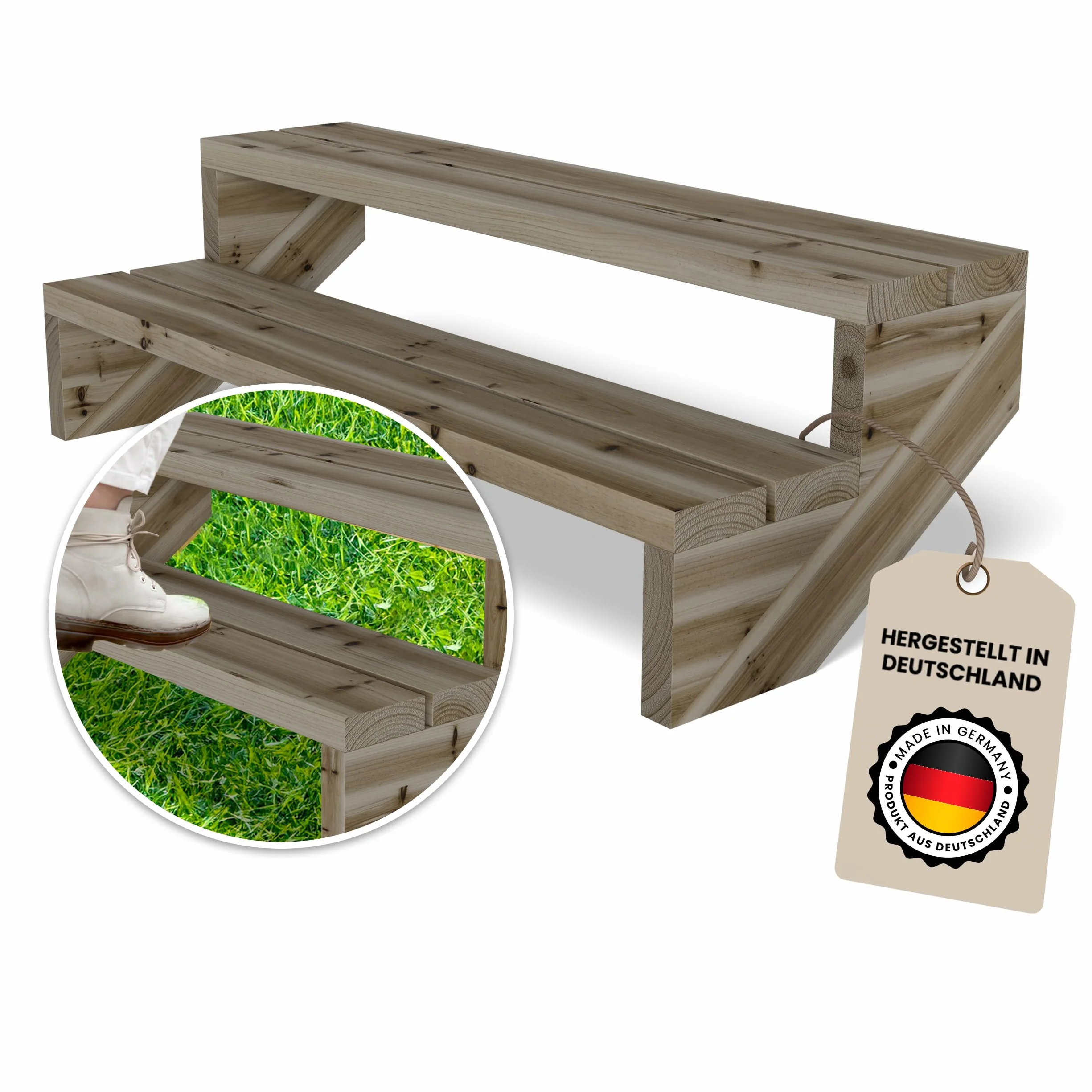 Gartenwelt Riegelsberger Scala per terrazze 120 cm 2 gradini altezza piano 38 cm legno massello di pino impregnato autoclave