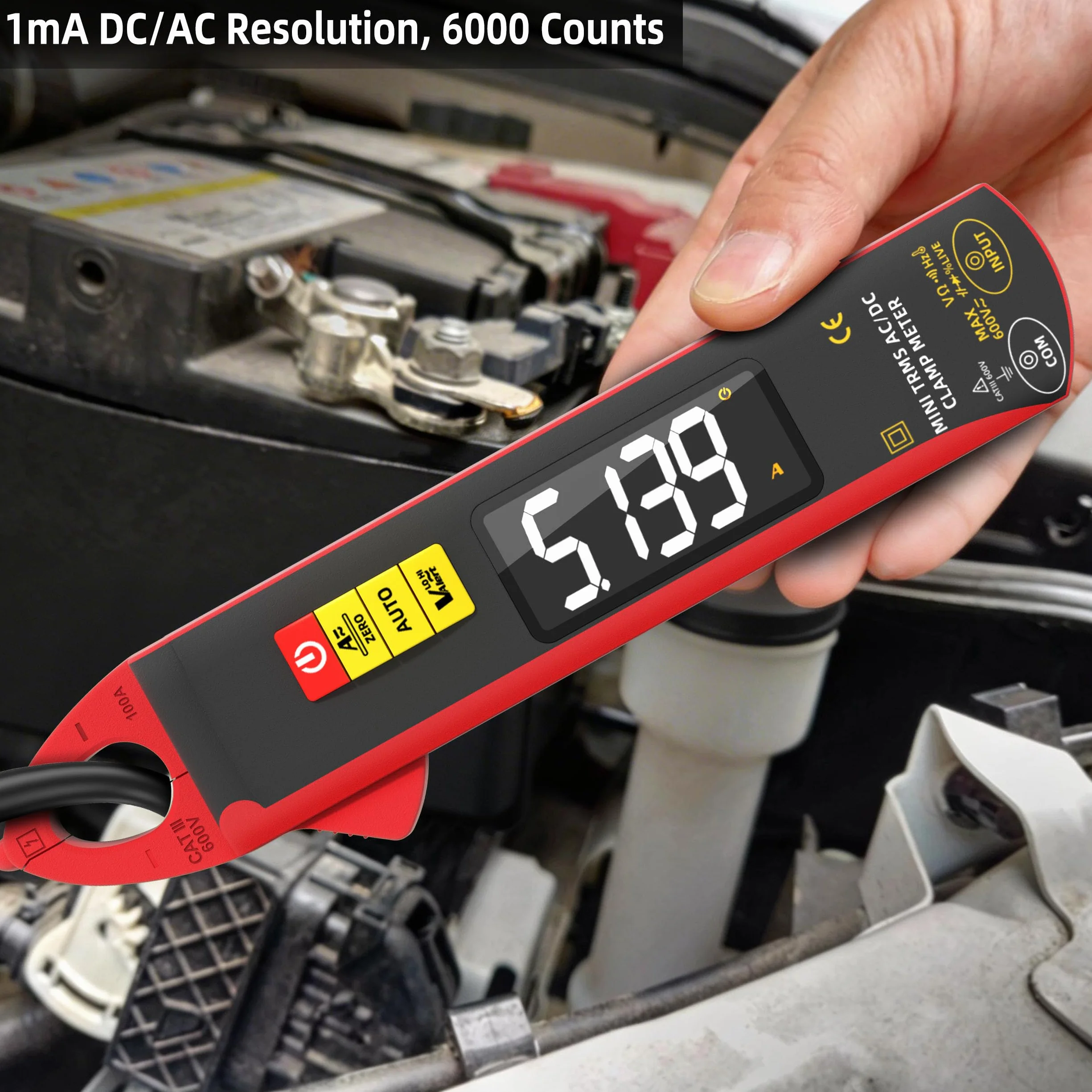 BSIDE UX1 1mA Pinza Amperometrica Bassa Corrente DC AC TRMS, Pinza Corrente di Dispersione per Automotive, Multimetro Automatico Ricaricabile di Tensione Resistenza Capacità Diodi Temperatura e NCV