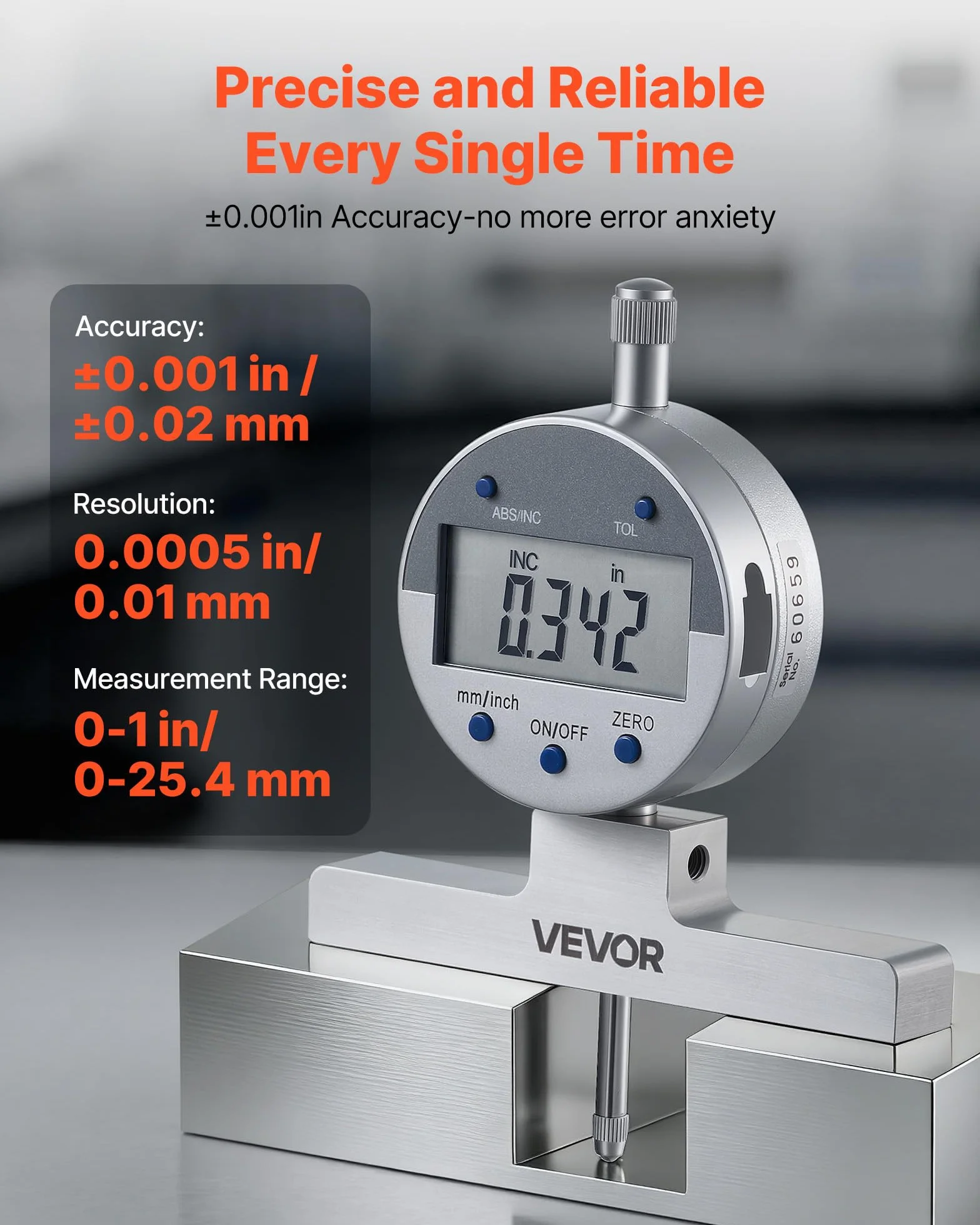 VEVOR Digitale Misuratore di Profondità Calibro 0-558,8 mm 4 Incudini