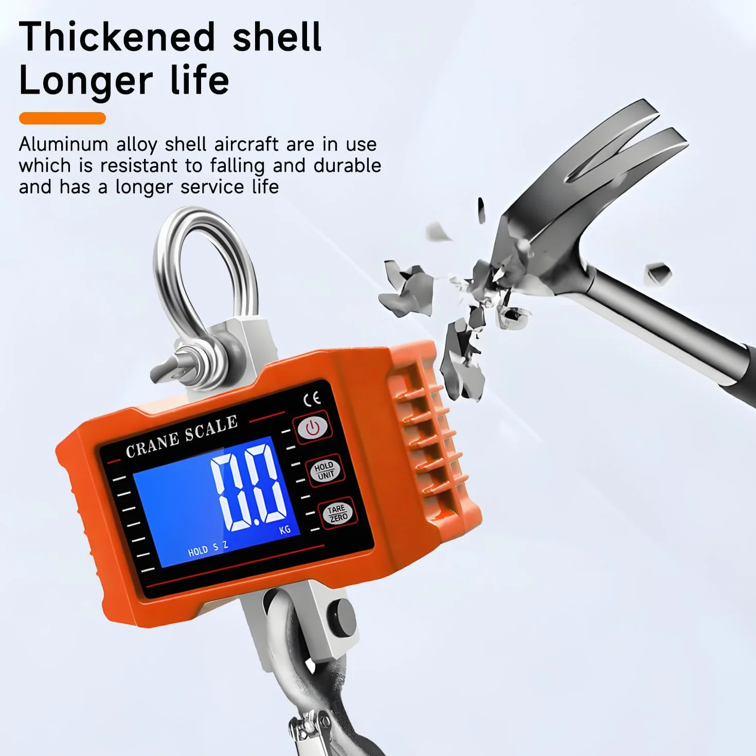 QUMOX Bilancia a Gru Digitale 1000kg con Telecomando, Lega di Alluminio, Gancio Acciaio, Display LCD