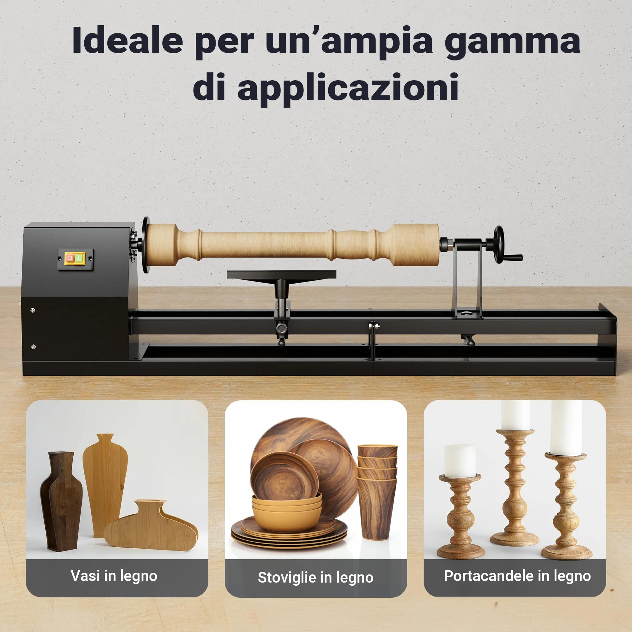Tornio per legno da 400 watt 1000 mm diametro 350 mm per tornitura legno