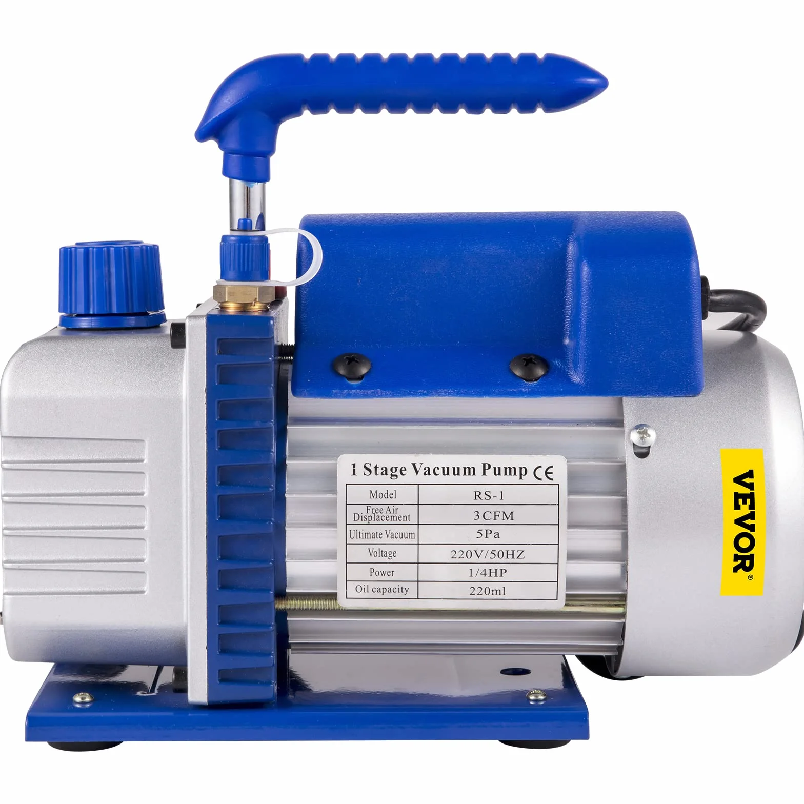 VEVOR Pompa Vuoto per Condizionatori 3CFM 1/4HP, Pompa a Vuoto per Refrigerazione da 85 Lt/min con Manometro AC/DC, Pompa a Vuoto per Condizionatori R22, R134A, R410A