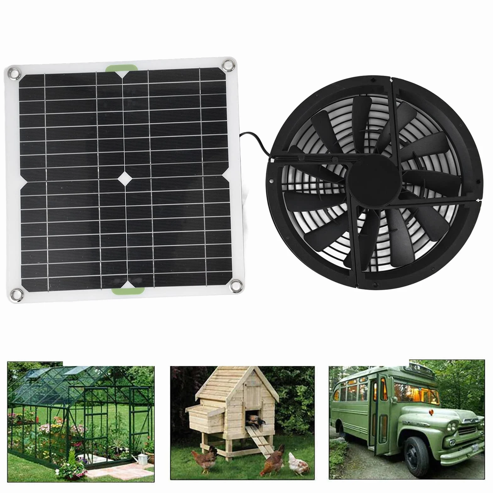 VBESTLIFE Ventilatore a Pannello Solare, Riduce la Temperatura Interna, con Una Rete di Protezione, per Ventilatore da Campeggio, Caravan, Yacht, Cuccia, pollaio