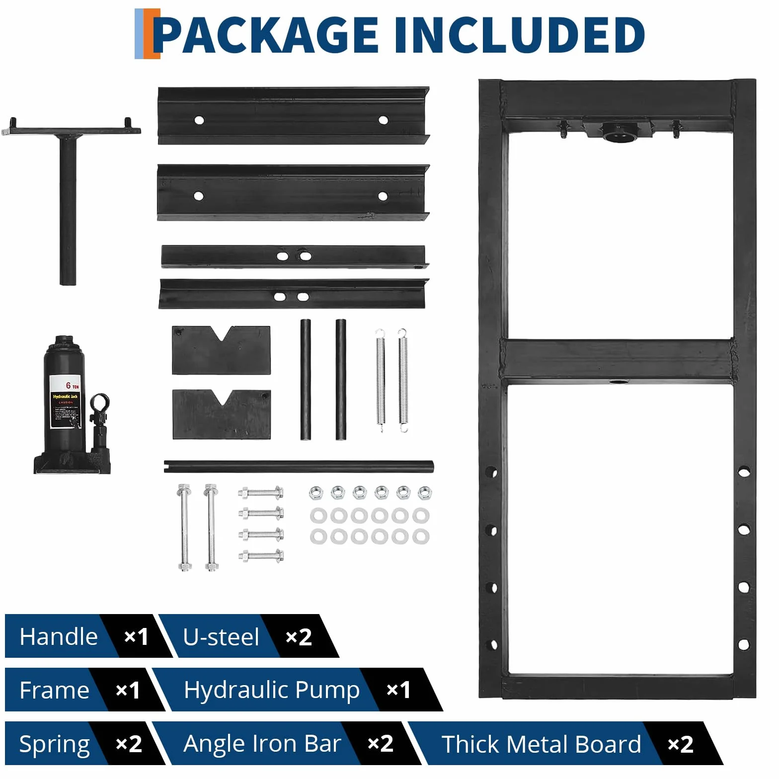 Pressa Idraulica 6 Ton H-Frame Altezza Regolabile Piastre Incluse Valvola Sicurezza