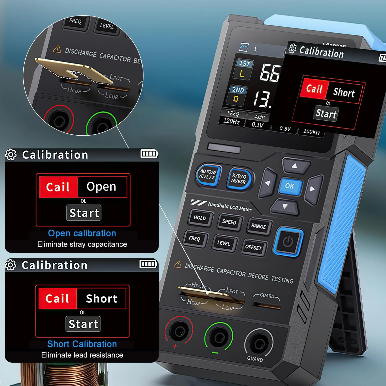 LC1020E Tester Digitale,LCR Meter Tester Digitale Portatile LCR Bridge Tester Condensatori Test di Capacità, Resistenza e Induttanza,Frequenza Regolabile da 100 Hz a 100 KHz, Blocco dati