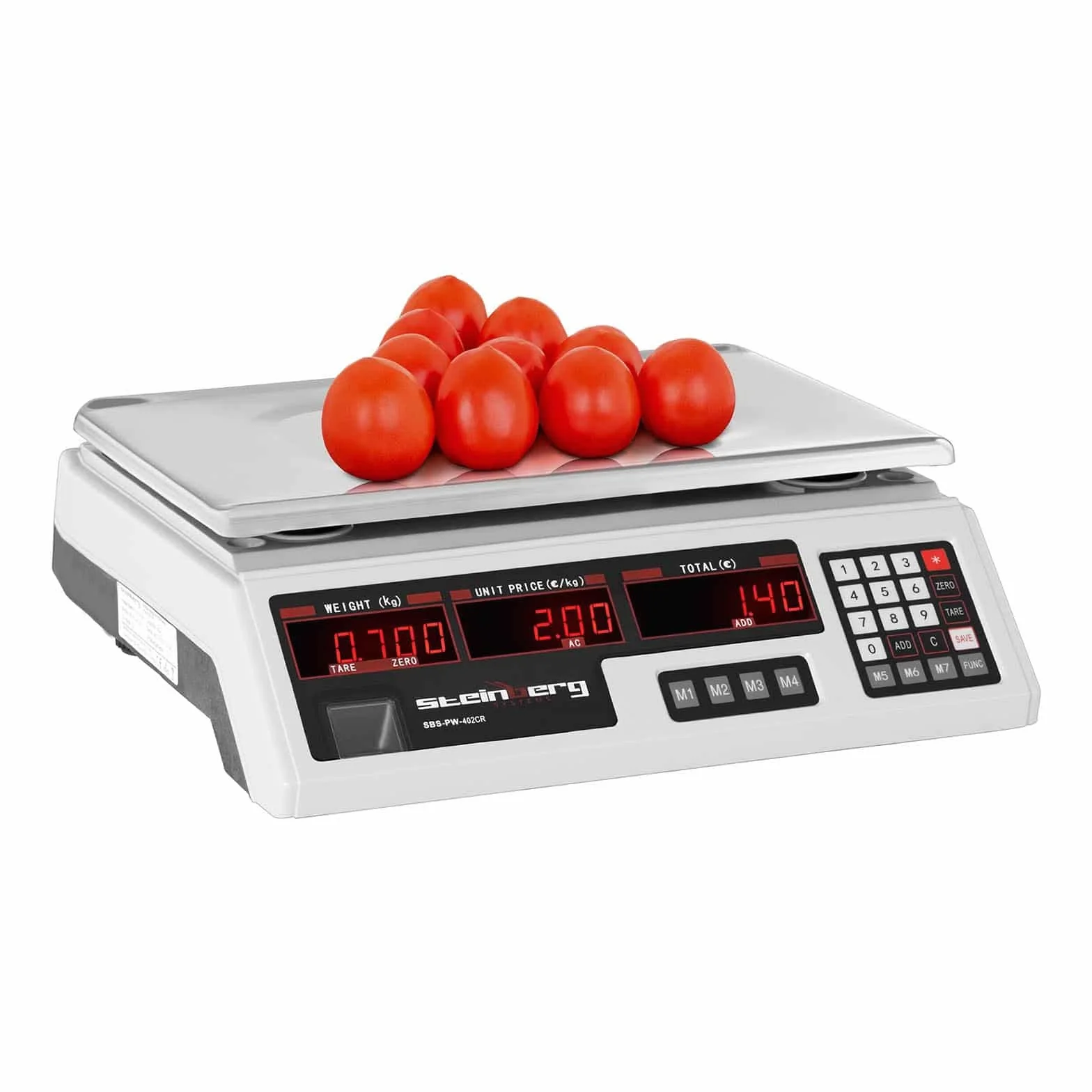 Steinberg Bilancia Contapezzi Bilancia di Controllo SBS-PW-402CR (Plastica ABS, Acciaio inox, 4 V, 8 ore, 4 Ah, 5 g - 40 kg)