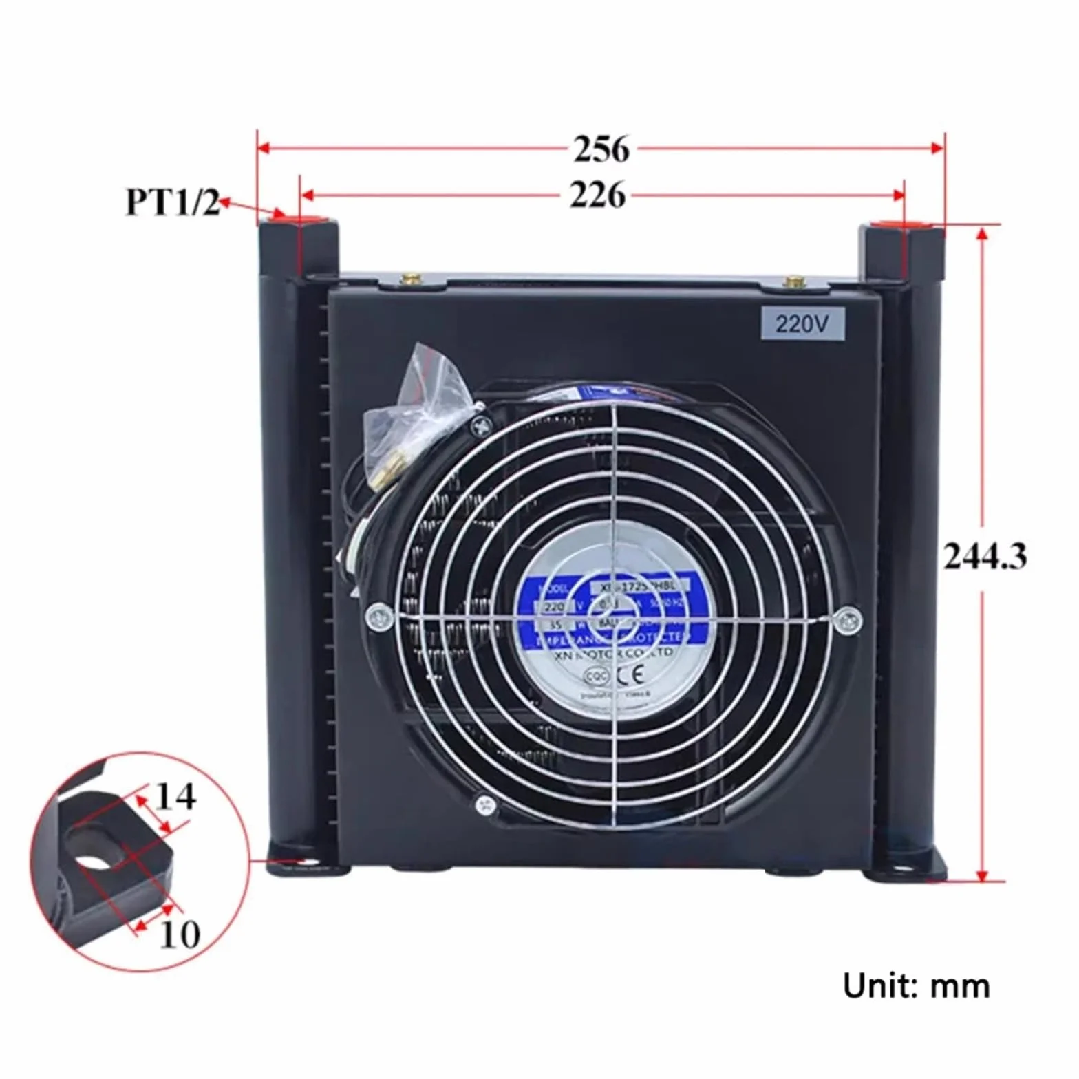 Raffreddatore ad aria idraulico da 1/2" Raffreddamento ad olio AF1025T-CA Ventola di scambio termico del radiatore raffreddato ad aria Ampiamente applicabile(AC 220V)