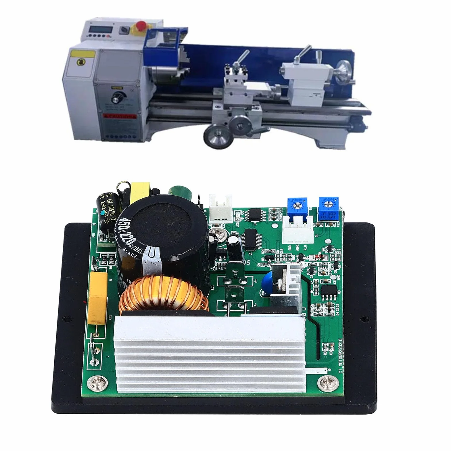 Scheda di Controllo Motore per Mini Tornio 250V 18A, Regolatore di Velocità Universale con Display Digitale, Interruttore Magnetico, Potenziometro e Protezione da Sovraccarico (DC 0-180V)