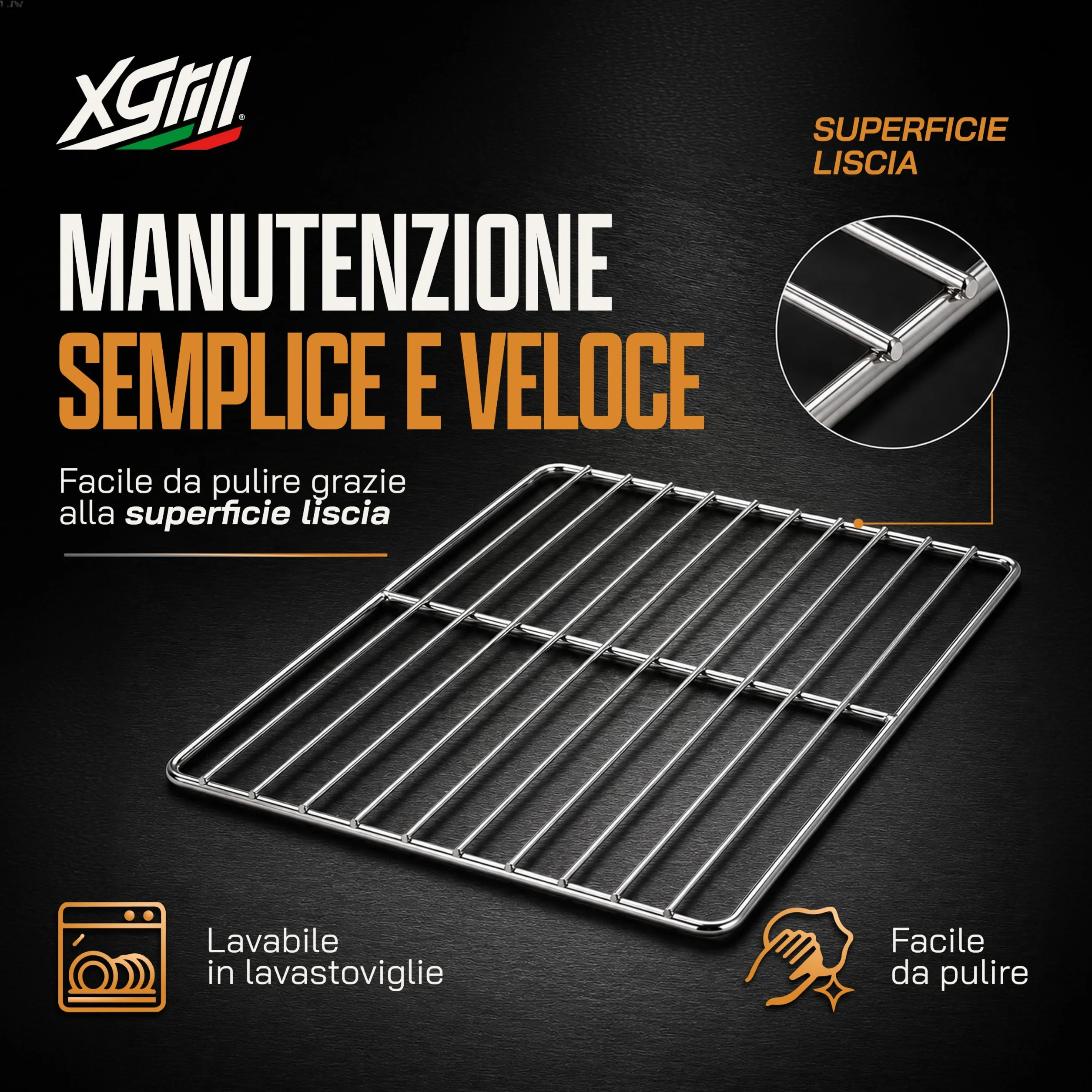 Griglia Professionale Compatta 32,5x35,4 cm in Acciaio Inox per Forno, Frigorifero e Abbattitore | Formato GN 2/3 | Made in Italy