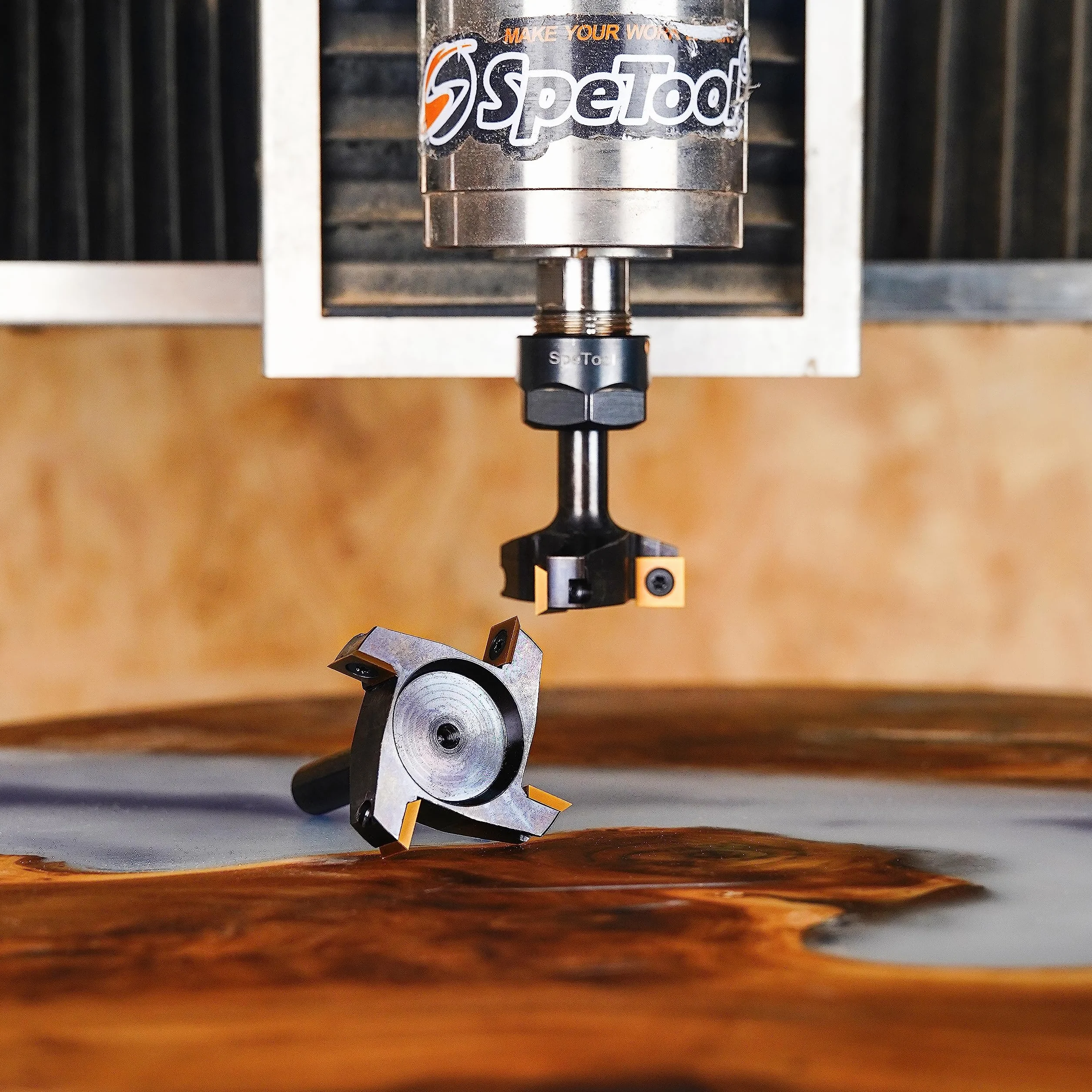 SpeTool Fresa per Spianare Fresa per Legno Gambo 8mm CNC con 2+2 Inserti in Carburo di Tungsteno a Spianare Fresatrice Verticale Legno Diametro di Taglio 38,1mm Rivestimento ATS