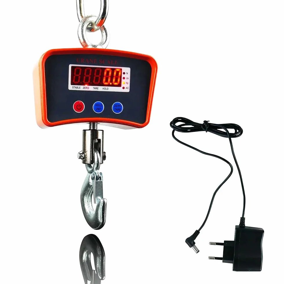 Bilancia da Gru Digitale 1000kg Dinamometro Professionale Gancio Acciaio Inossidabile