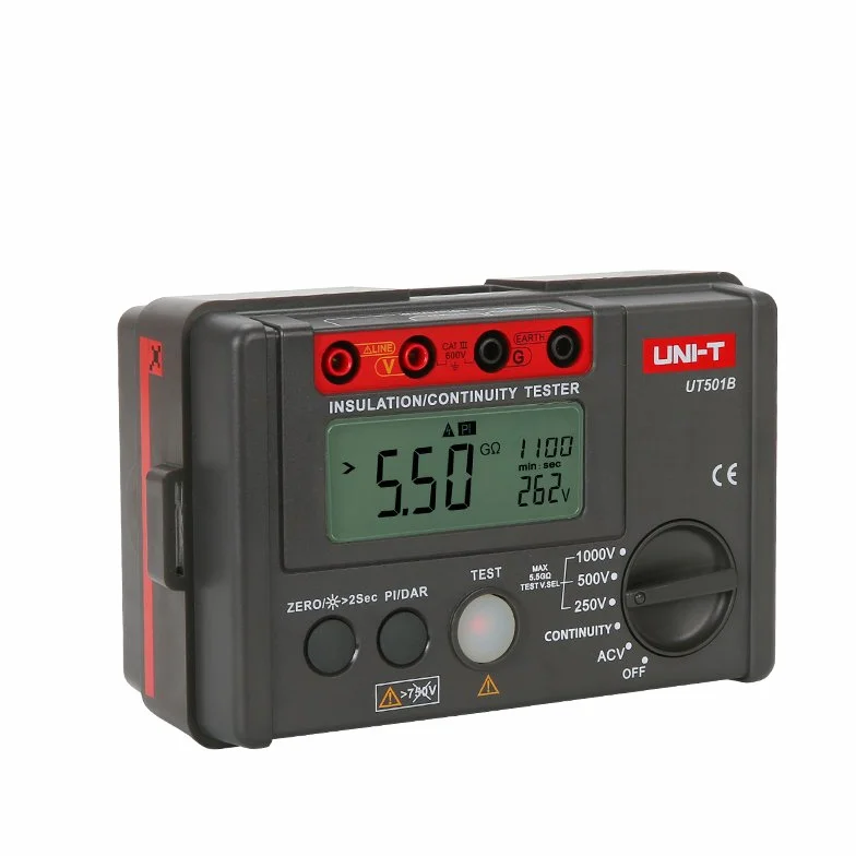 UNI-T UT501B Serie UT500 Tester di resistenza di isolamento, 250 V/500 V/1000 V, 1 mA